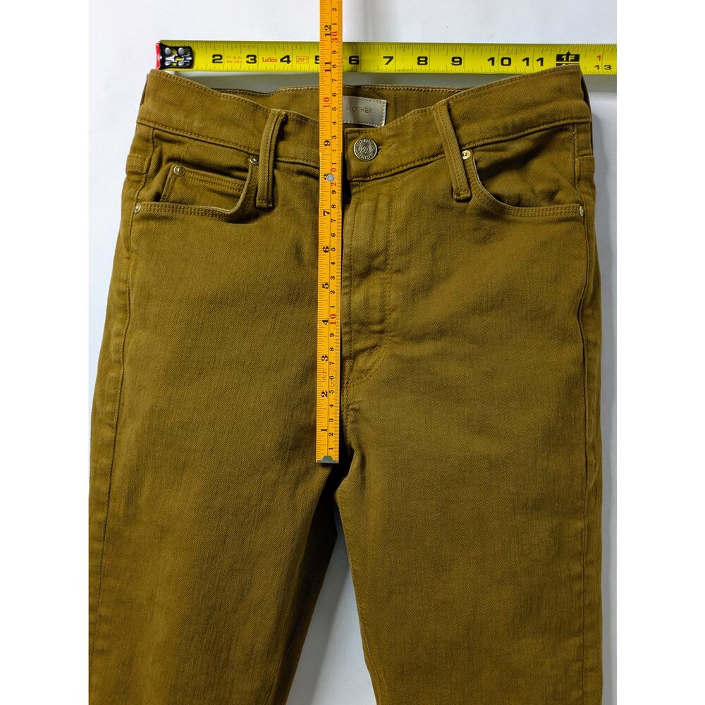 MOTHER Mid Rise Dazzler Ankle Fray Jeans 26 Tapenade Play Date Brown Crop Flare - Picture 9 of 14
